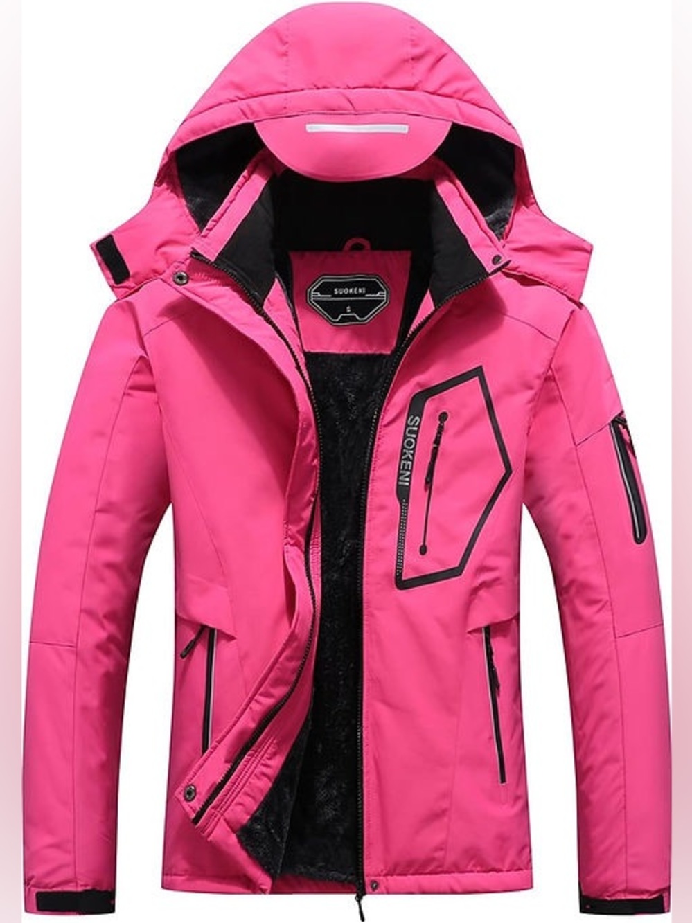 SUOKENI Pink Hooded Winter Ski Jacket Medium